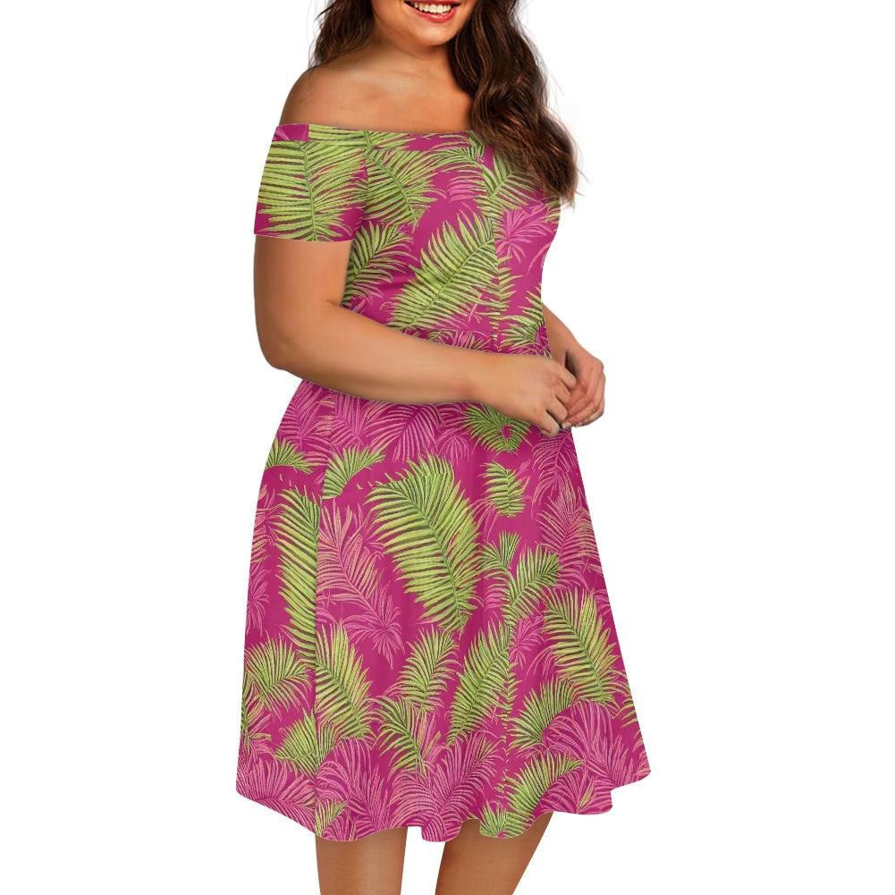 Off shoulder short sleeved dress