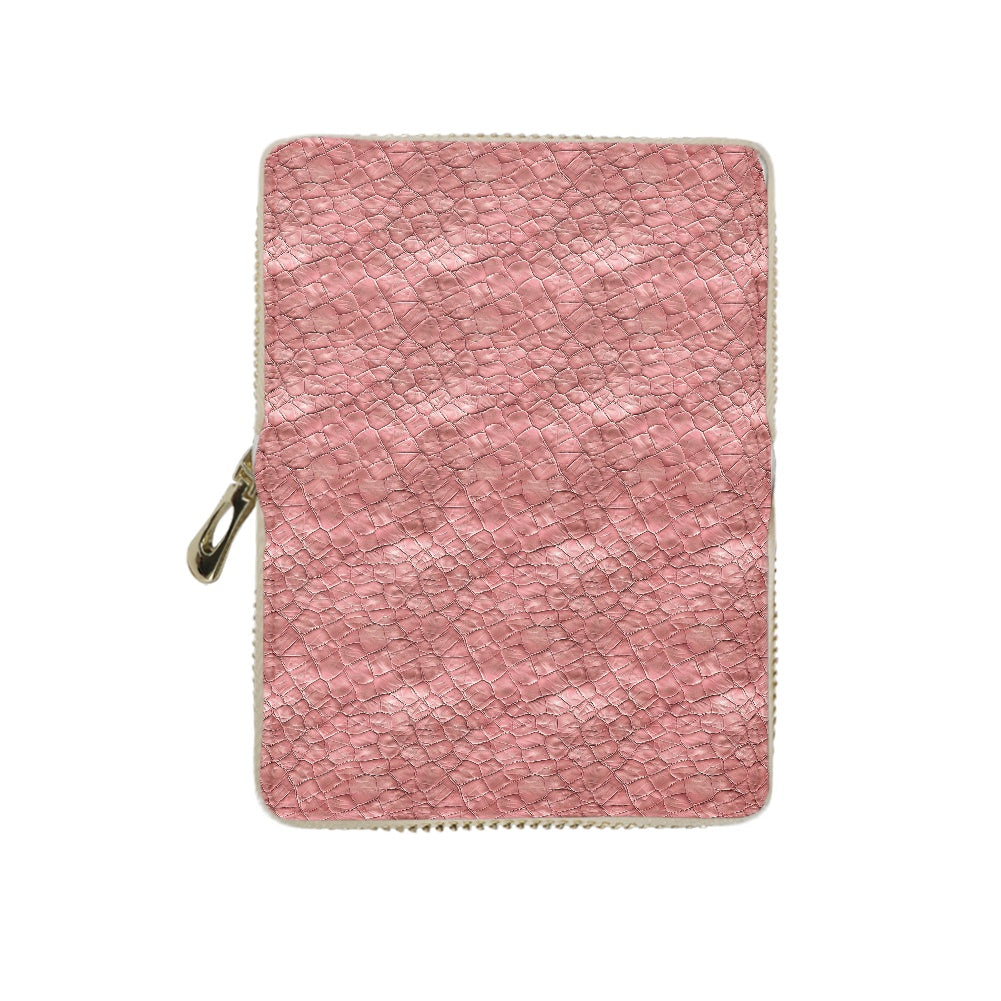 Pink Lamb Skin Pattern Handbag, Wallet and Keychain Bundle