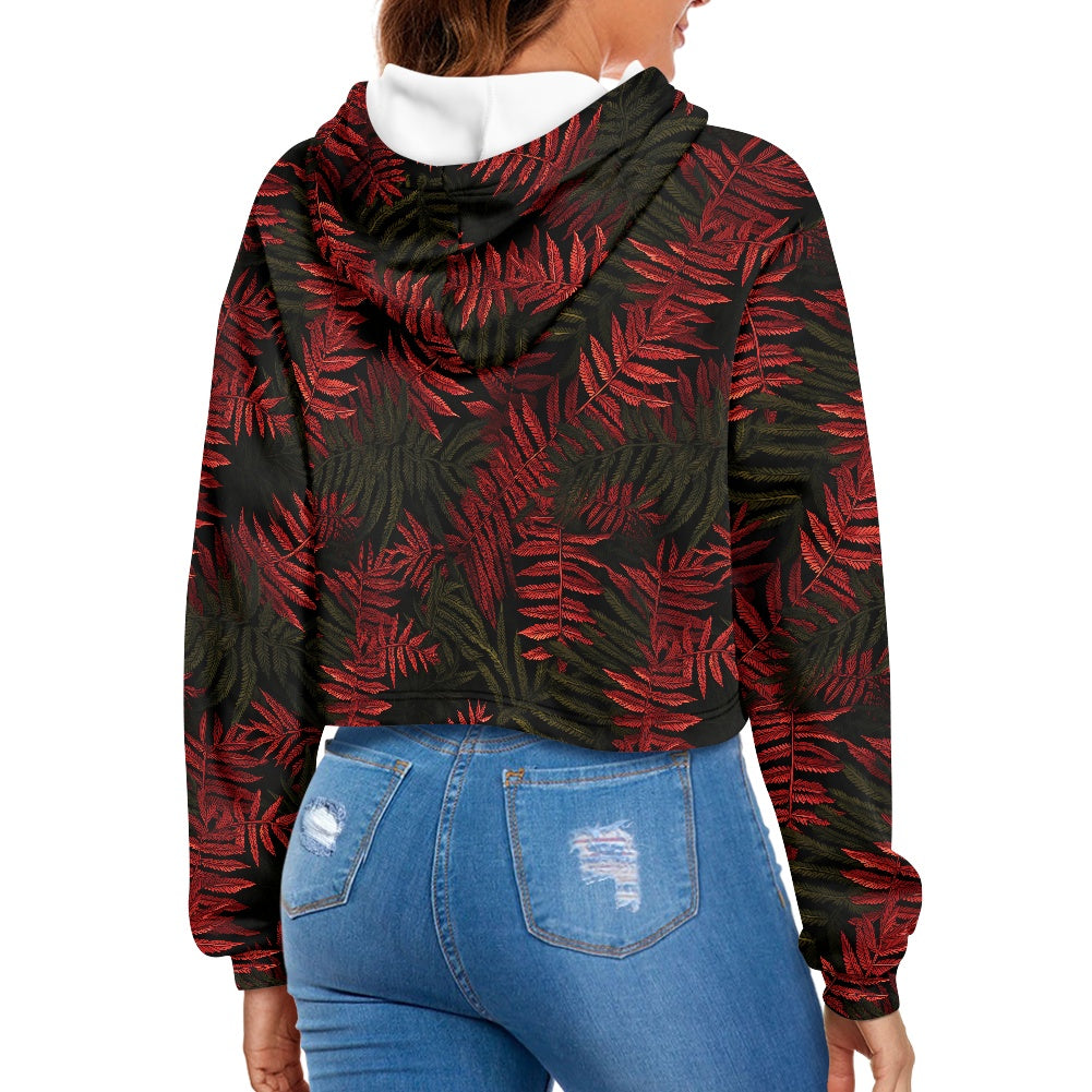 Women's midriff-baring sweatshirt - Tropical Reds