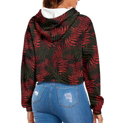 Women's midriff-baring sweatshirt - Tropical Reds
