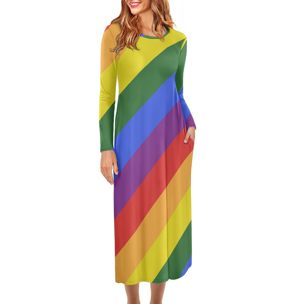 Rainbow Long sleeves dress white