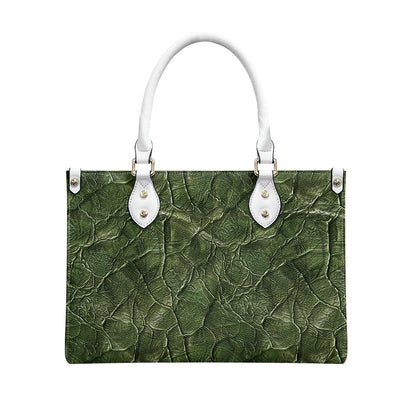 Green Embossed Statement Women's PU Leather Twill Handbag