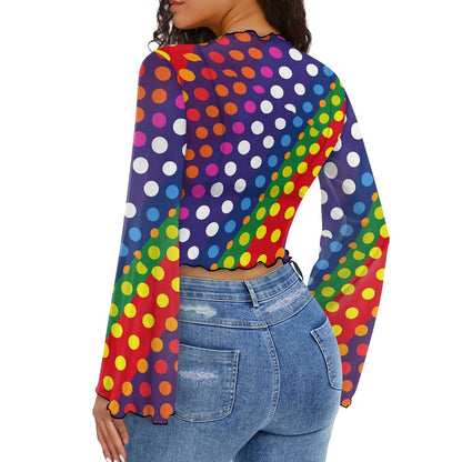 LGBTQ-Friendly Rainbow Polka Dot Women's Bell Sleeve Blouse by Luxtrini