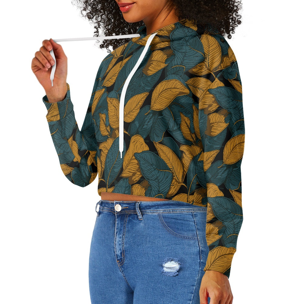 Women's midriff-baring sweatshirt - Green and Gold