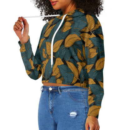 Women's midriff-baring sweatshirt - Green and Gold