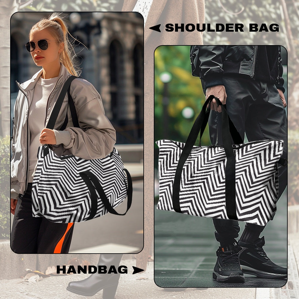 Black and White Zigzag Lightweight luggage