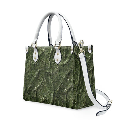 Moss Luxe: Timeless Textured Green PU Leather Women's Twill Handbag