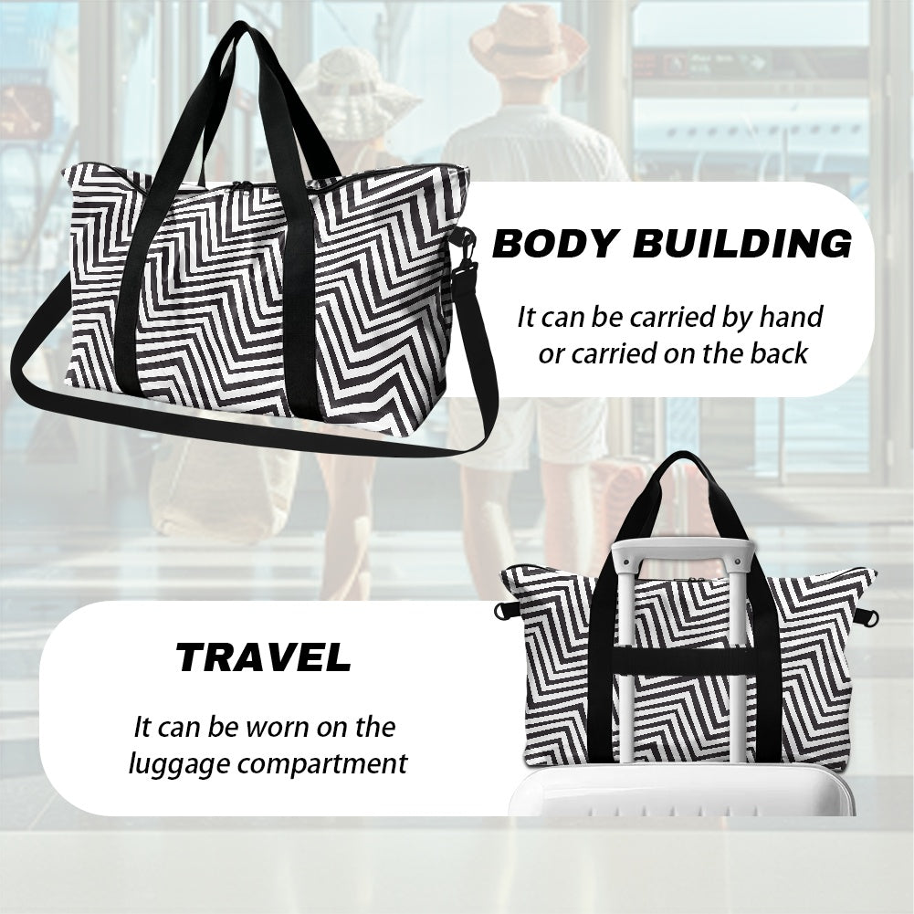 Black and White Zigzag Lightweight luggage