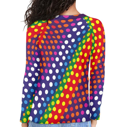 LGBTQ-Friendly Rainbow Polka Dot 
Long Sleeve Loose T-Shirt by Luxtrini