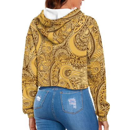 Women's midriff-baring sweatshirt - Gold Ethnic African
