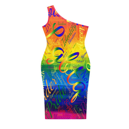 Discover Elegance: Luxtrini's One-Shoulder Slim Dress - LGBTQ Pride white