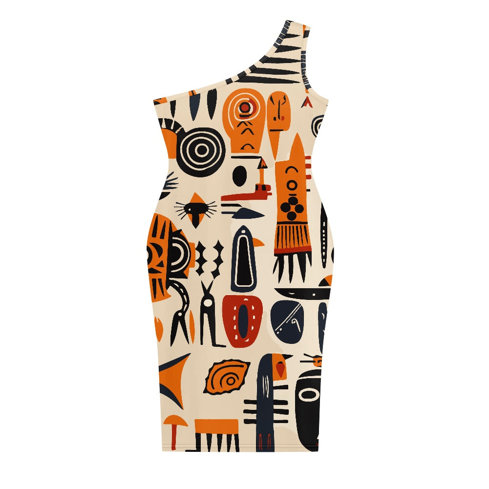 Discover Elegance: Luxtrini's One-Shoulder Slim Dress - Ethnic