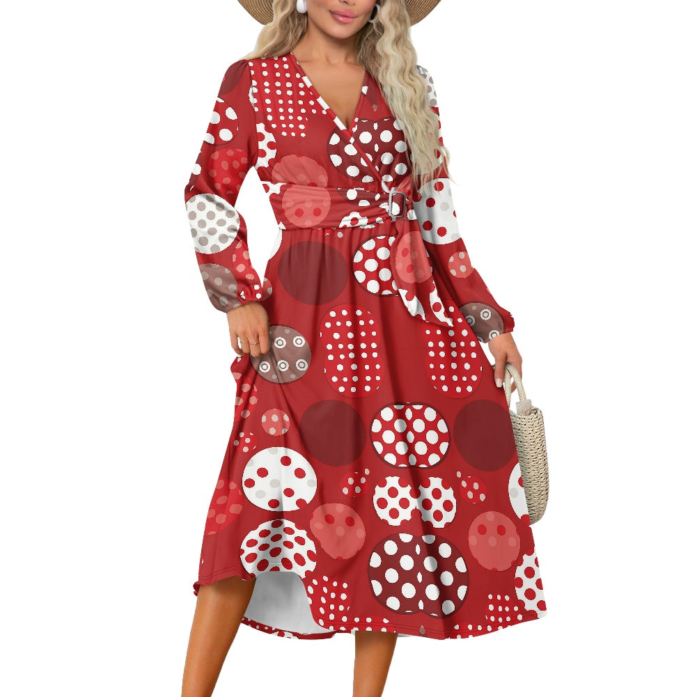 Waist Long Sleeve Tie Dress white