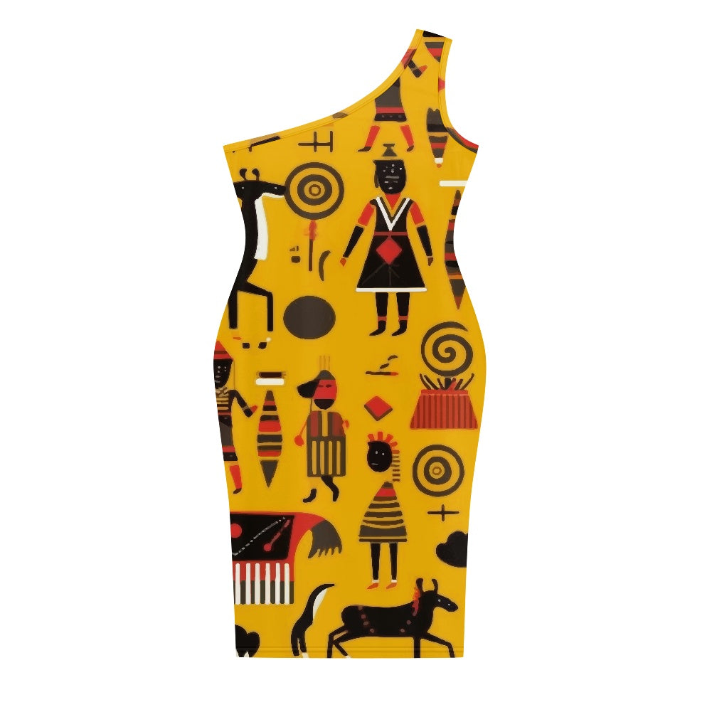 Discover Elegance: Luxtrini's One-Shoulder Slim Dress - Ethnic