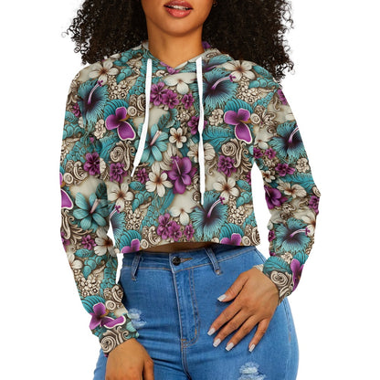 Women's midriff-baring sweatshirt - Floral