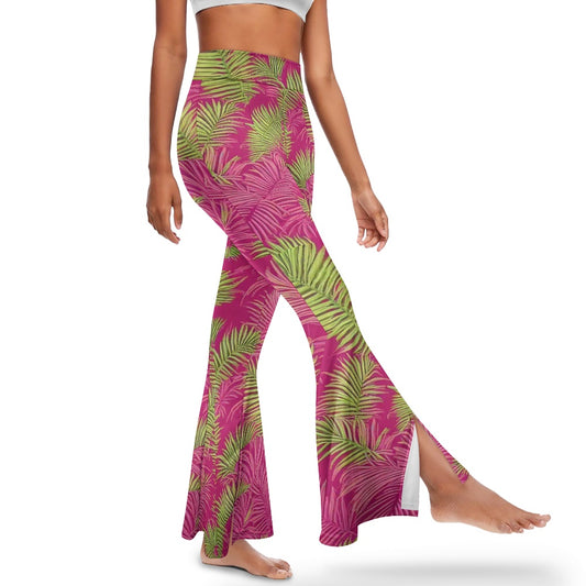 High Waist Flared Slit Yoga Pants white
