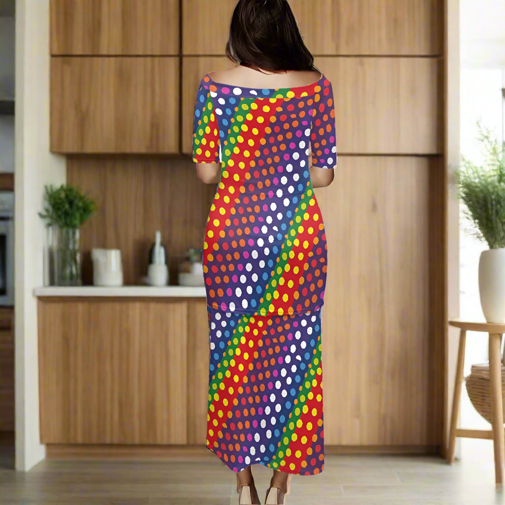 LGBTQ-Friendly Rainbow Polka Dot 
Guinea Style Maxi Dress Set by Luxtrini