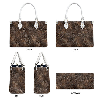 Mahogany Luxe: Premium Textured PU Leather Handbag Women's Twill