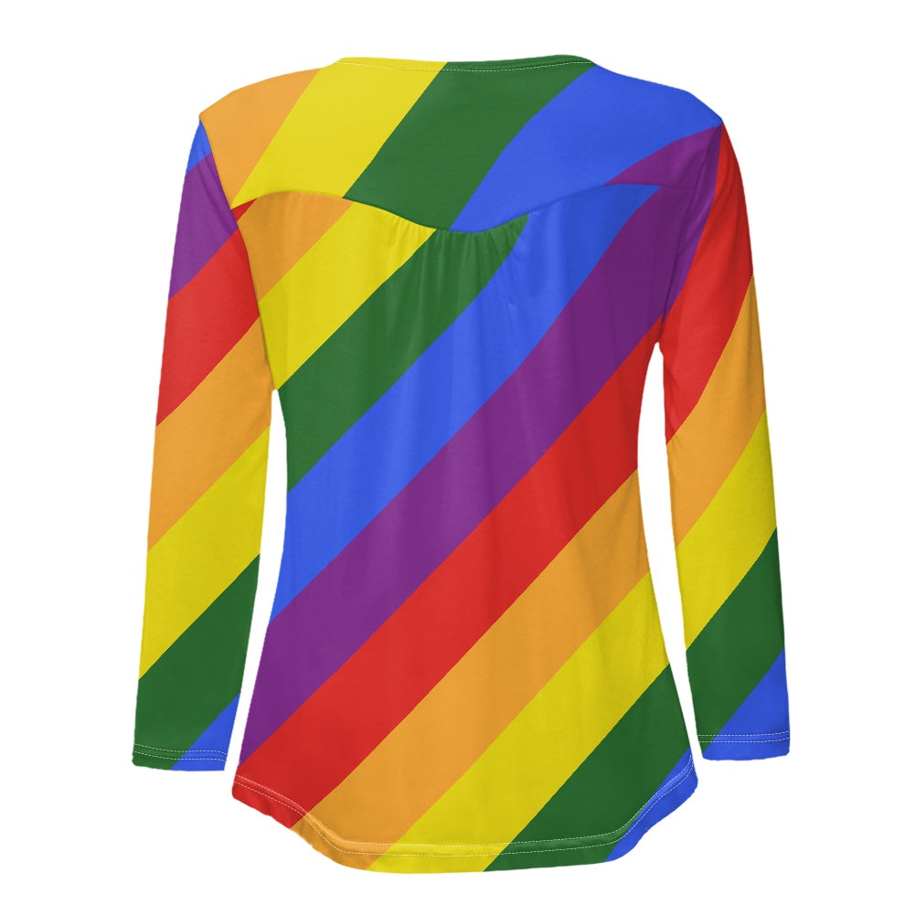 Rainbow Casual round neck long sleeve T-shirt