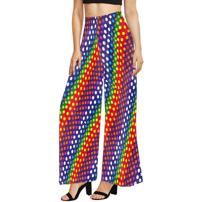 LGBTQ-Friendly Rainbow Polka Dot Wide Leg Pants by Luxtrini