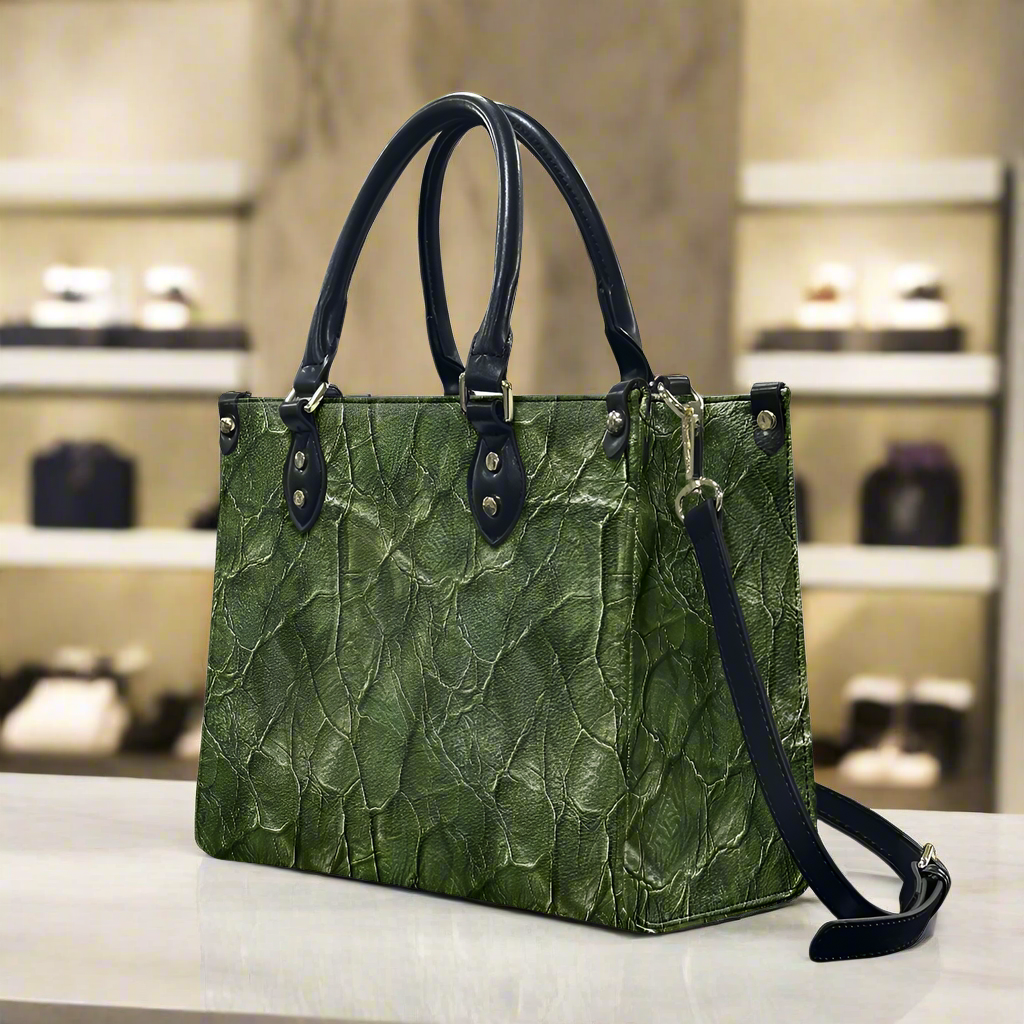 Green Embossed Statement Women's PU Leather Twill Handbag