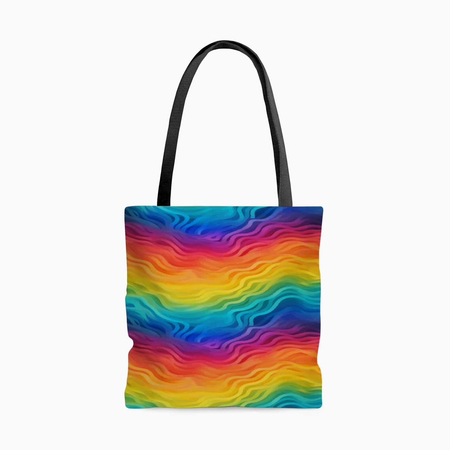 Rainbow Wave Canvas Tote Bag – Eco Chic Oversized Shoulder Bag for Shopping, Beach Days &amp; Everyday Adventures