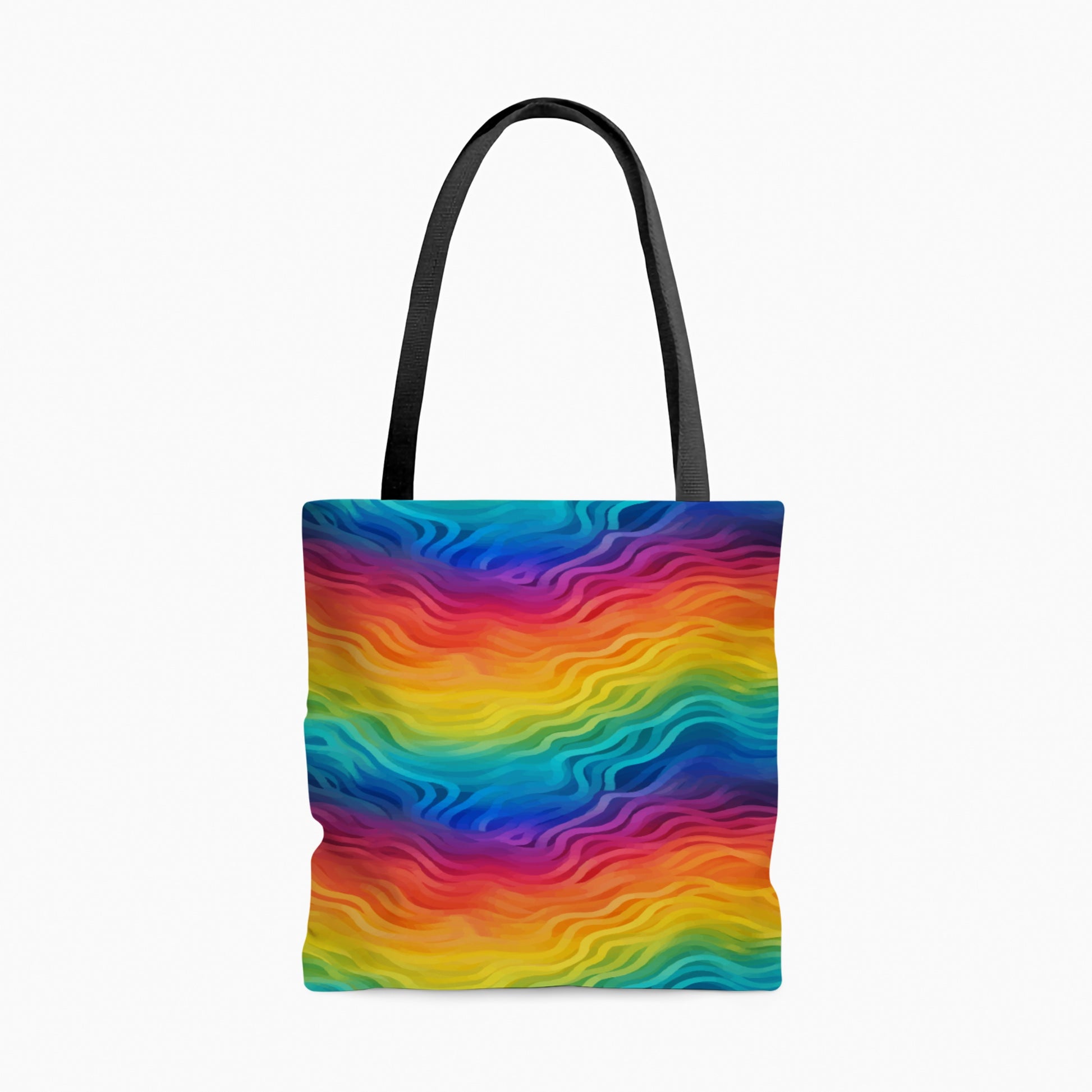 Rainbow Wave Canvas Tote Bag – Eco Chic Oversized Shoulder Bag for Shopping, Beach Days &amp; Everyday Adventures