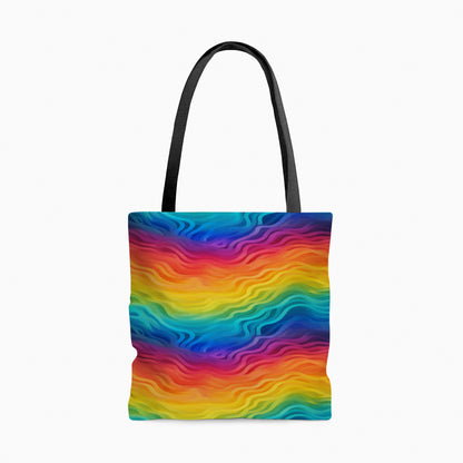 Rainbow Wave Canvas Tote Bag – Eco Chic Oversized Shoulder Bag for Shopping, Beach Days &amp; Everyday Adventures