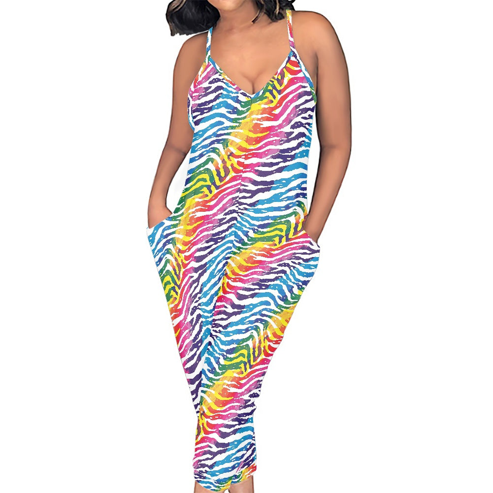 Rainbow LGBTQ Animal Print Rompers - Exclusive One-of-a-Kind Luxury Romper - Limited Edition, Ethically Made, and Stylishly Comfortable white