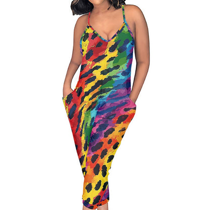 LGBTQ Animal Print Pride Rompers - Exclusive One-of-a-Kind Luxury Romper - Limited Edition, Ethically Made, and Stylishly Comfortable white