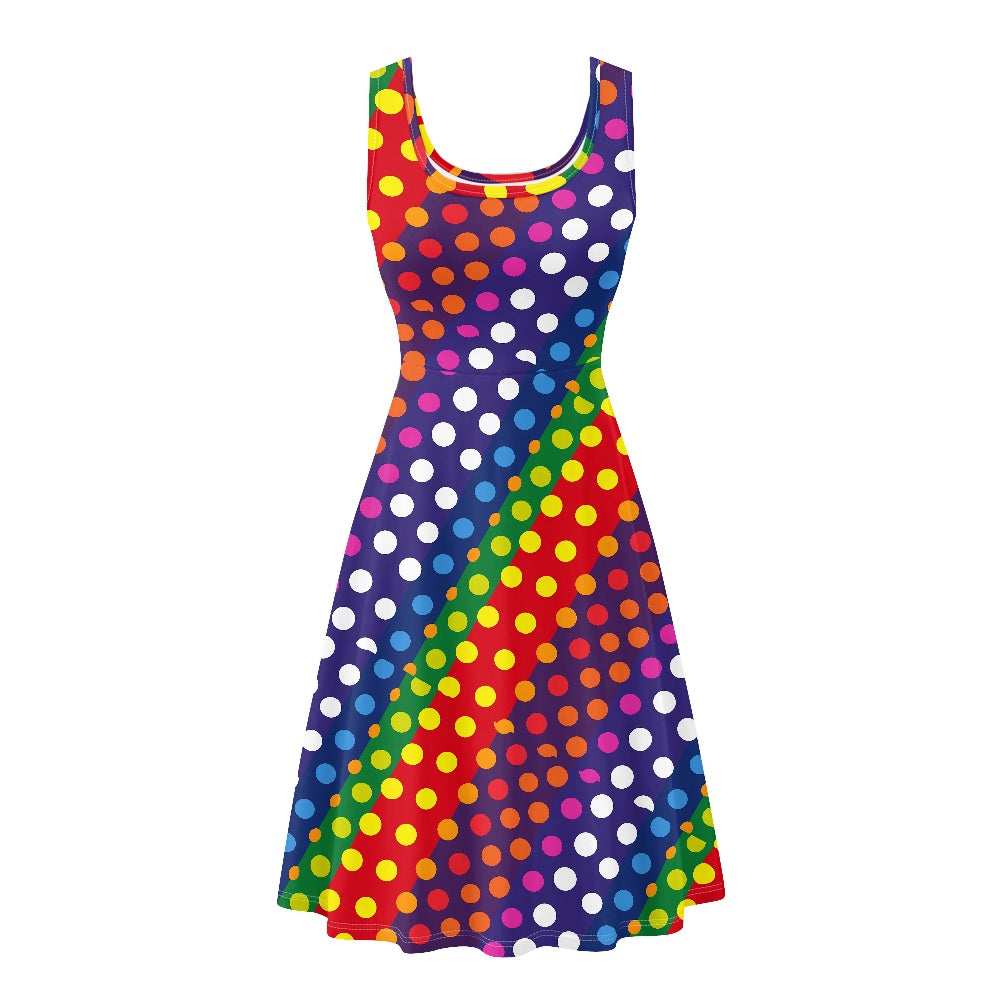 LGBTQ-Friendly Rainbow Polka Dot Tank Dresses for Women by Luxtrini