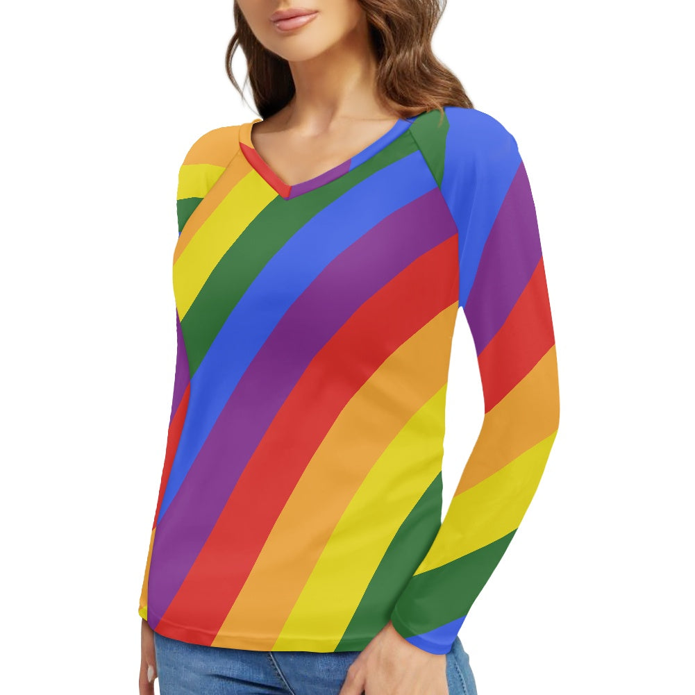 Rainbow Long sleeve loose T-shirt