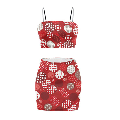 Turn Heads with Luxtrini’s Bold Polka Dot Top Skirt Set red