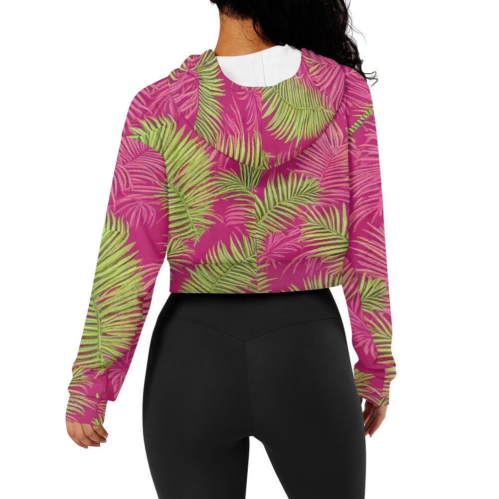 Women's long sleeve short hooded sweatshirt