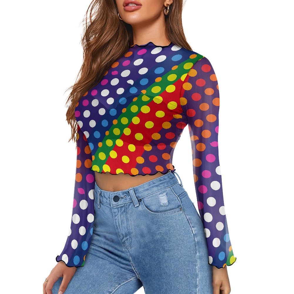 LGBTQ-Friendly Rainbow Polka Dot Women's Bell Sleeve Blouse by Luxtrini