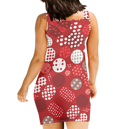 Red Polka Dot Bodycon Sleeveless Dress | Plus Size S-4XL