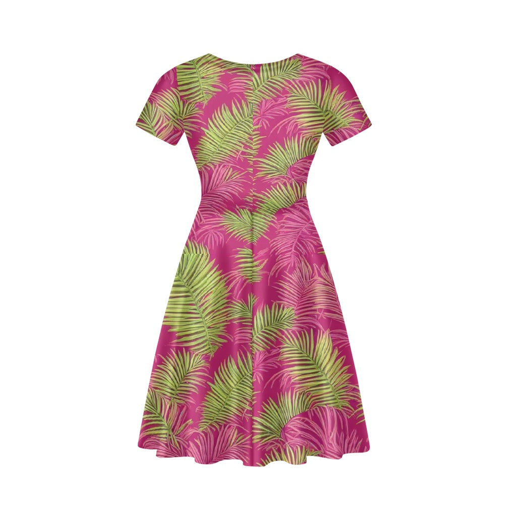 Women short Sleeve Ruffle Dress