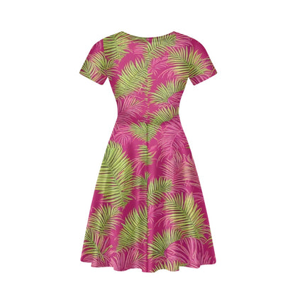 Women short Sleeve Ruffle Dress