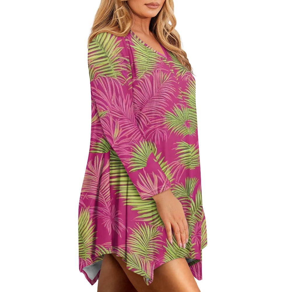 Irregular V-neck top and skirt