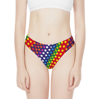 LGBTQ-Friendly Rainbow Polka Dot Women T-back Underwear by Luxtrini