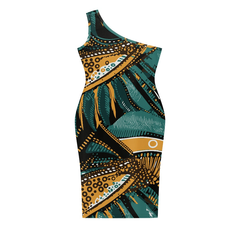 Discover Elegance: Luxtrini's One-Shoulder Slim Dress - Ethnic white