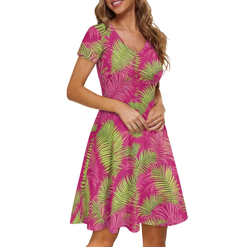Women short Sleeve Ruffle Dress