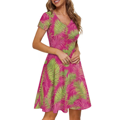 Women short Sleeve Ruffle Dress