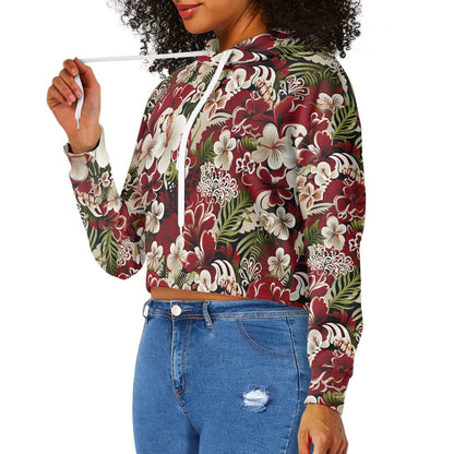 Women's midriff-baring sweatshirt - Hibiscus