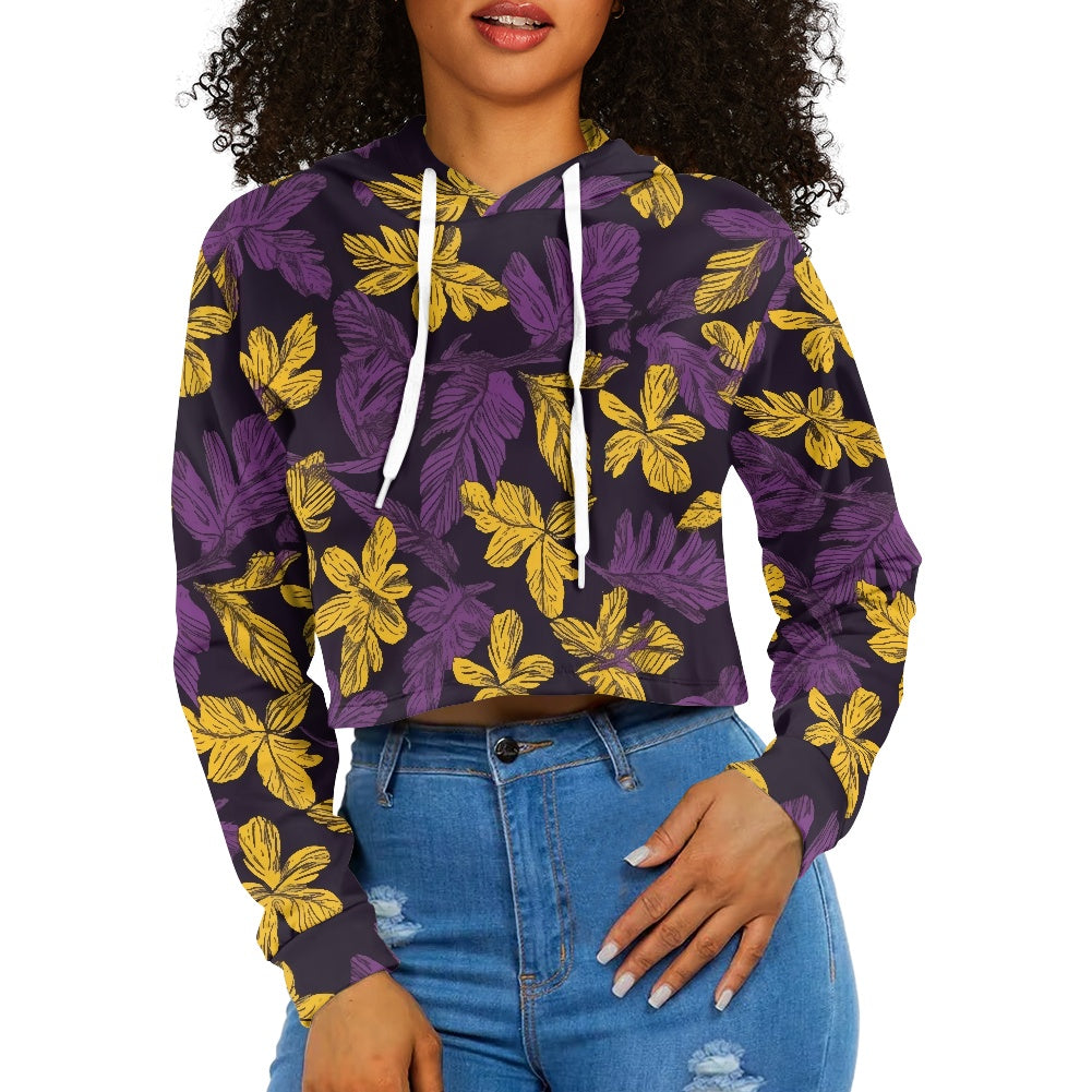 Women's midriff-baring sweatshirt - Purple and Gold
