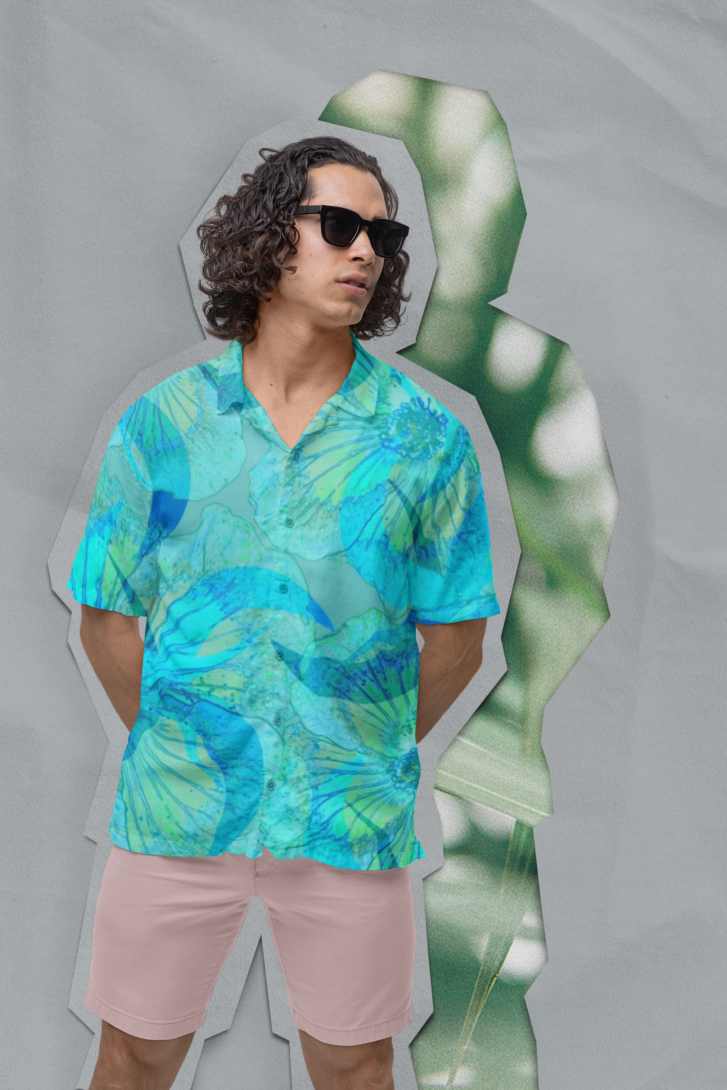 Blue Green Men's Hawaiian Shirt | Men's Aloha Shirt