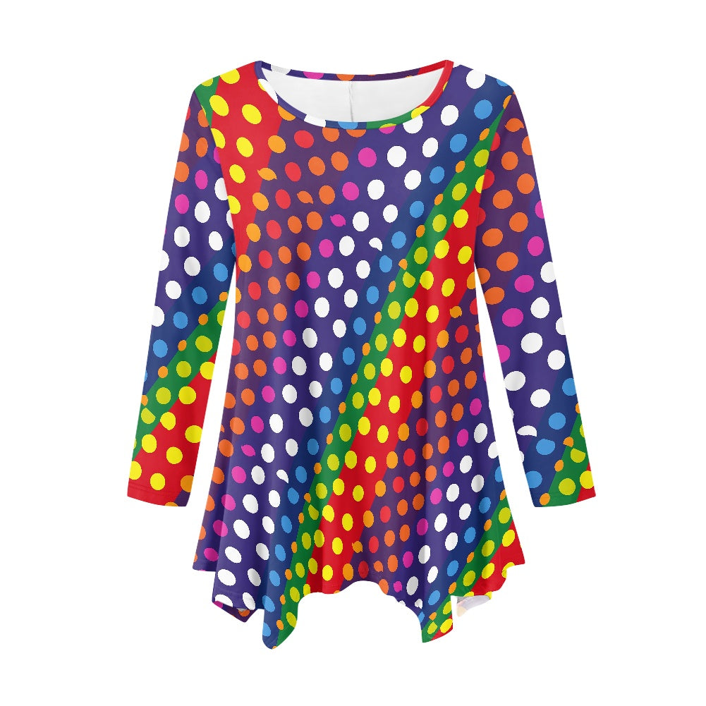 Women's irregular long sleeve tops white