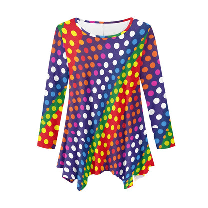 Women's irregular long sleeve tops white