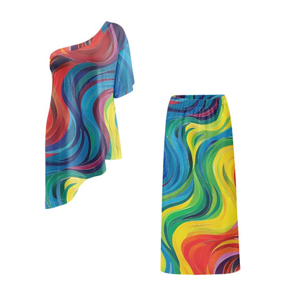 Elegant Off-Shoulder Two-Piece Dress for Women