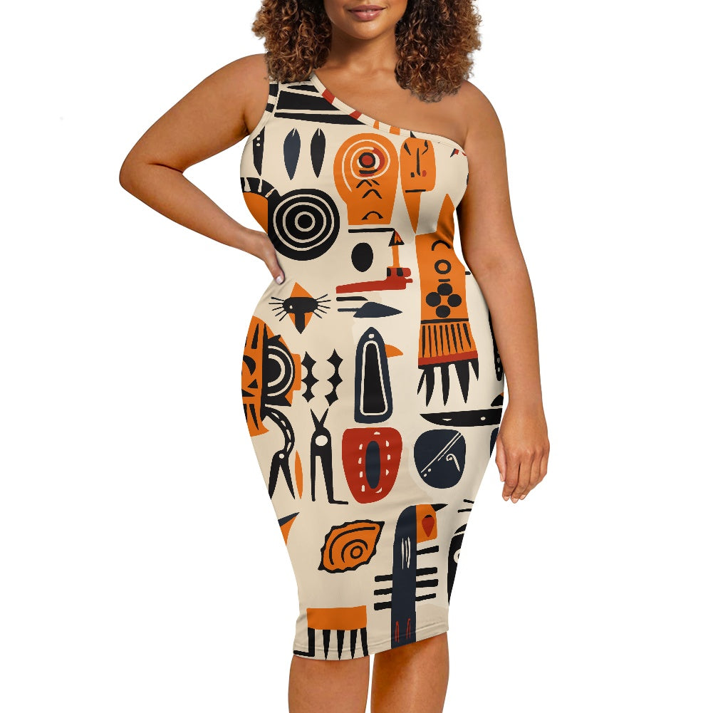 Discover Elegance: Luxtrini's One-Shoulder Slim Dress - Ethnic